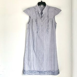 J Crew Blue and White Striped Cotton Dress